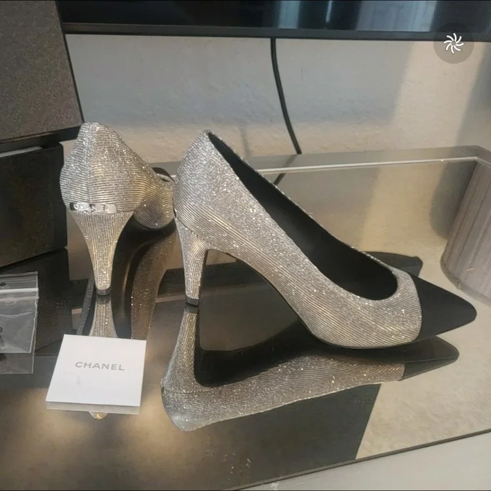Chanel Sparkle Heels 38.5 GORGEOUS!!! RARE πππ - Picture 1 of 17